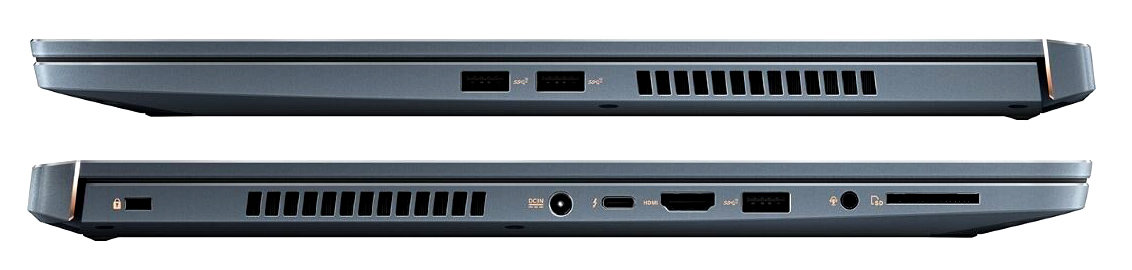 ASUS ProArt StudioBook Pro 17 W700G2T: conectica buna, Thunderbolt 3, cititor card SD, 3 USB-uri Type-A, HDMI, jack audio