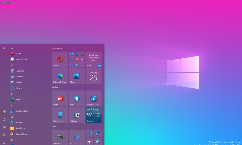 Windows 10 Build 20161 Accent Color