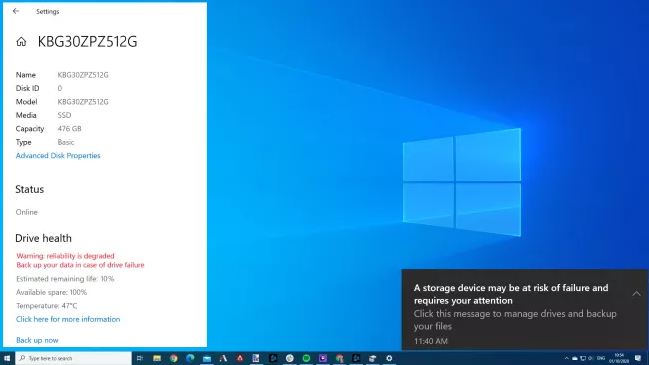 Windows 10 Drive Health