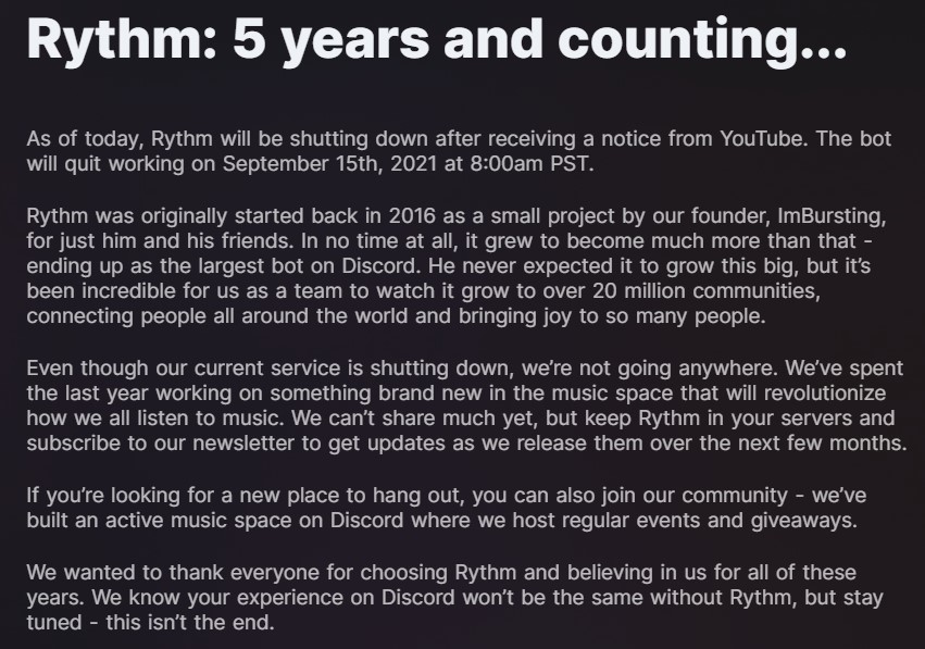 Rythm Bot Discord YouTube Farewell