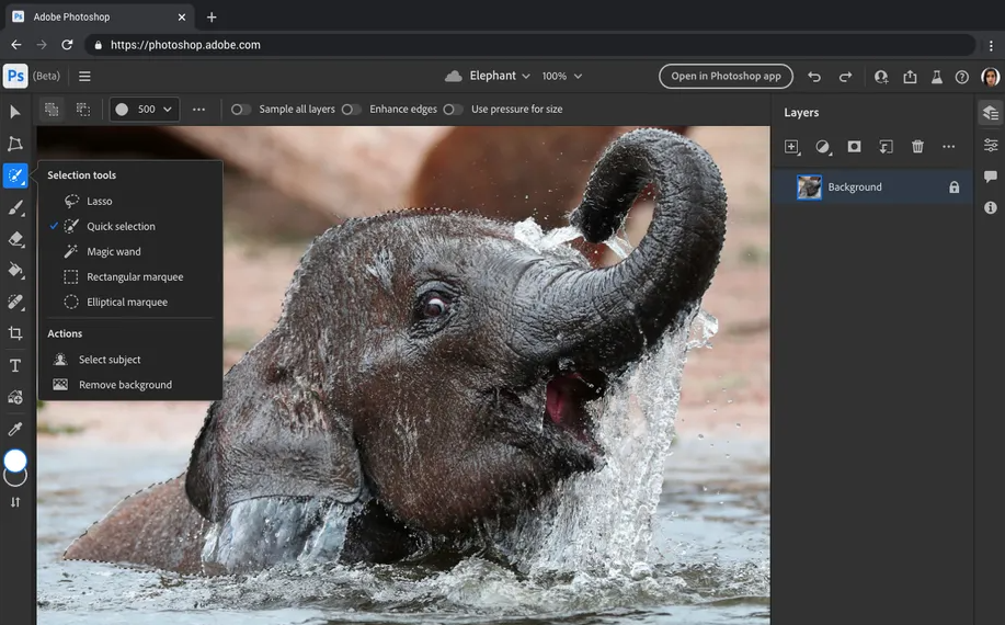 Adobe Photoshop gratuit in browser