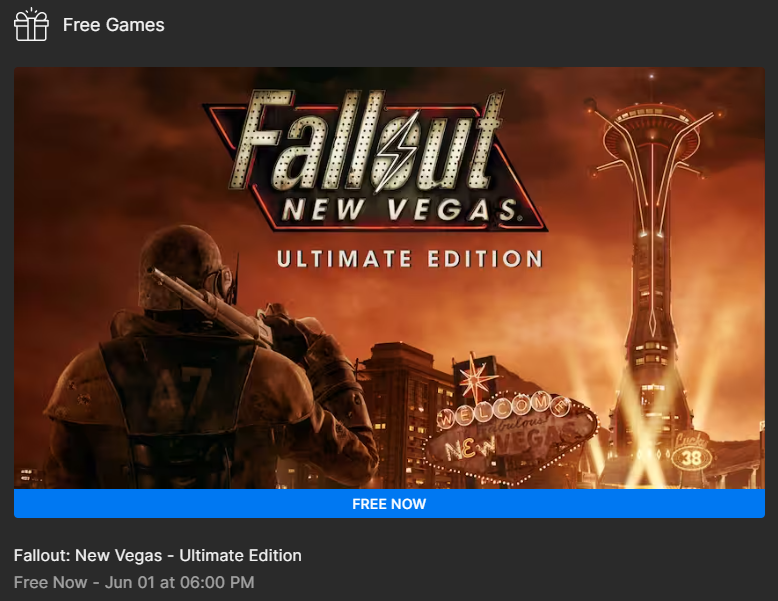 Fallout: New Vegas Ultimate Edition gratis Epic Games Store