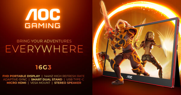 AOC lansează 16G3, primul monitor de gaming portabil al producătorului