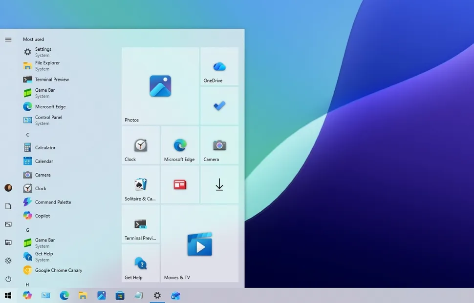 Windows 11 Start Menu Taskbar