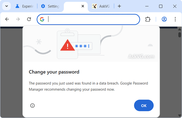 Google Chrome change password